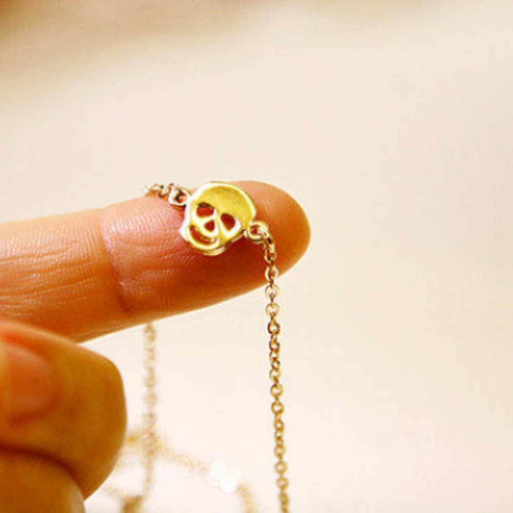 Tiny Skull Bracelet/Anklet, Gold Plated Handmade🌸